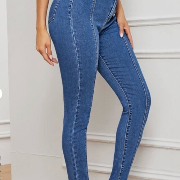 High Waist High Stretch Skinny Jeans Medium - Picture 2 of 3